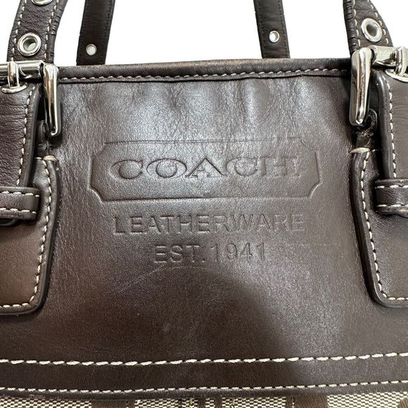 COACH Signature C Jacquard Canvas Leather Tote Bag - Picture 5 of 11